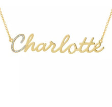 Load image into Gallery viewer, Crystal Initial Italic Font Name Necklace