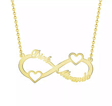 Load image into Gallery viewer, Infinity Sign Double Heart 2- Names Necklace
