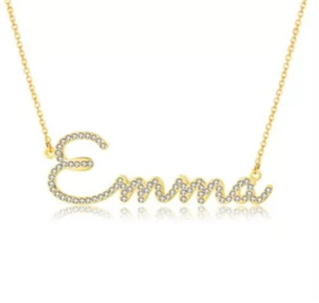 Crystal Cursive Name Necklace