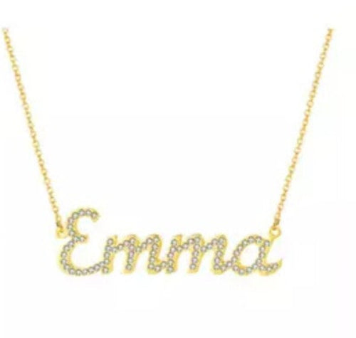 Crystal Bold Font Name Necklace