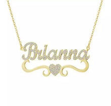 Load image into Gallery viewer, Crystal Bold Font - Heart Name Necklace
