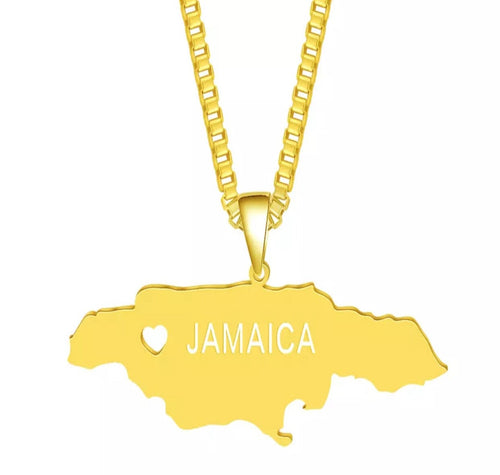 Personalized Jamaica Map Name Necklace