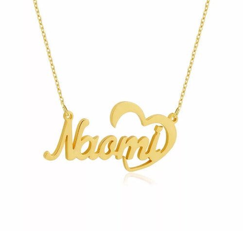 Hollow Heart Name Necklace