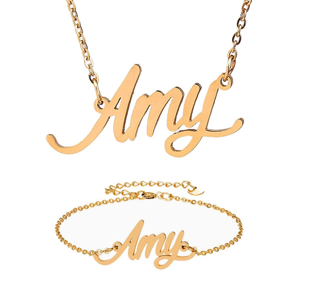 Classic Name Necklace + Anklet Set