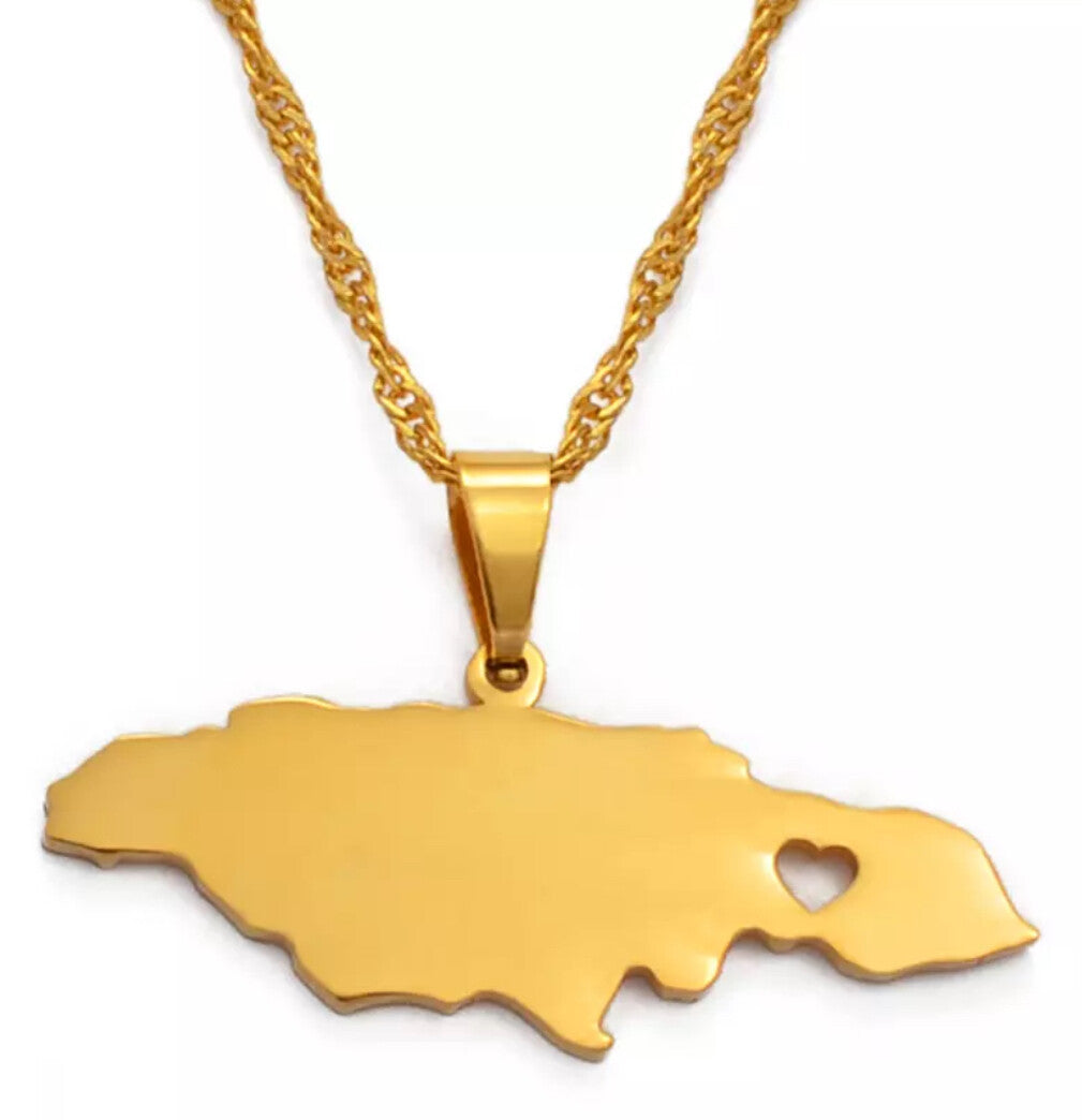 Jamaica Map Heart Necklace