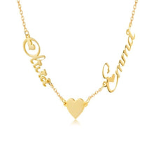 Load image into Gallery viewer, 2- Names Heart Charm Necklace
