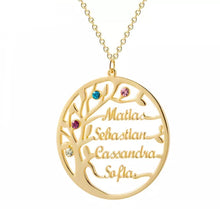 Load image into Gallery viewer, Family Tree Name + Birthstone Necklace- up to 4 Names + Birthstones
