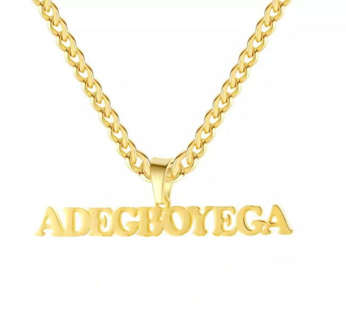 Hanging Name Pendant Cuban Link Necklace