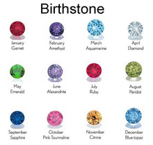 Load image into Gallery viewer, Heart Names + Birthstones Necklace- up to 8 Names + Birthstones
