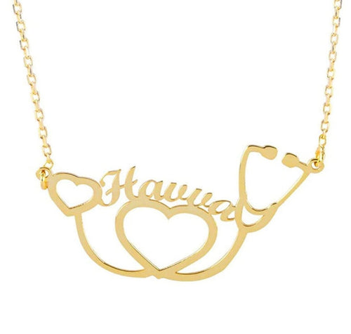 Stethoscope Heart Name Necklace