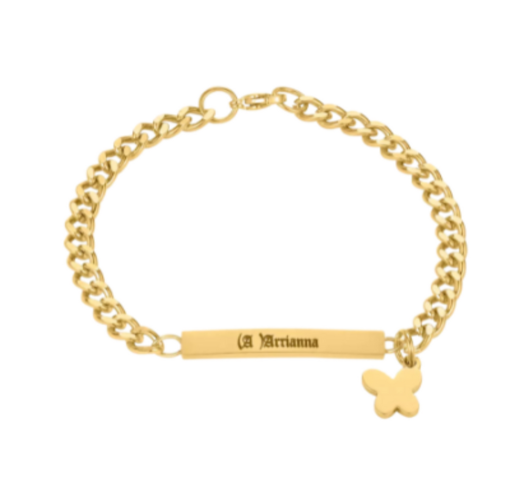 Baby/ Kid's Name + Butterfly Charm Bracelet