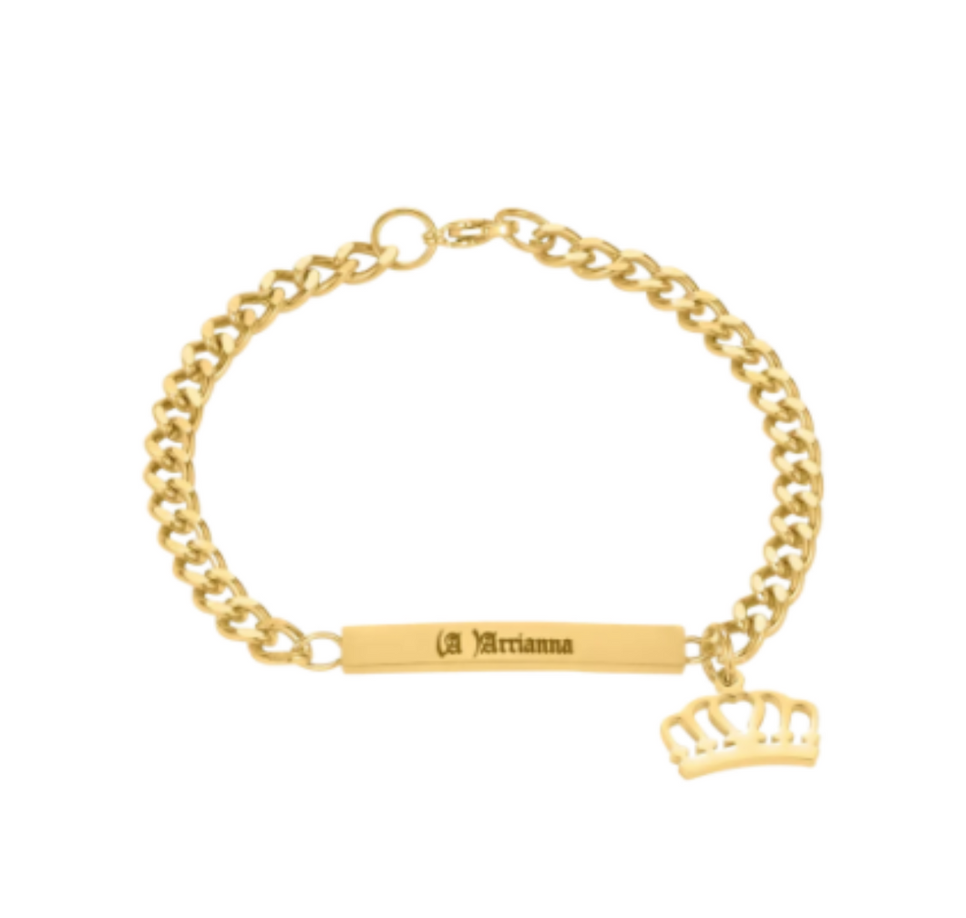 Baby/ Kid's Name + Crown Charm Bracelet