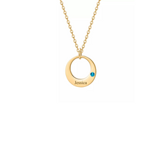 Load image into Gallery viewer, Round Multiple Birthstones + Names Necklace
