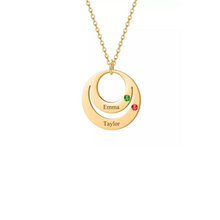 Load image into Gallery viewer, Round Multiple Birthstones + Names Necklace
