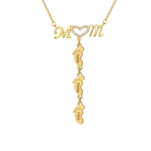 Load image into Gallery viewer, Crystal MOM+ Foot Print Name Necklace
