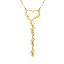 Load image into Gallery viewer, Mom Heart + Foot Print Name Necklace
